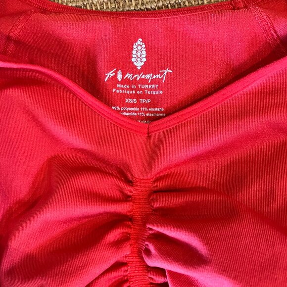 Free People red fishnet mesh workout top, Size XS - Picture 5 of 6